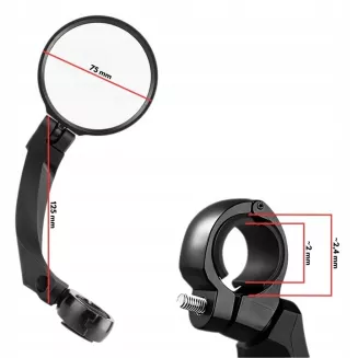 Lusterko rowerowe Lewe na kierownice Regulowane 360° - 3