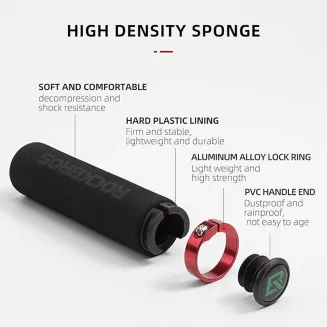 Chwyty rowerowe piankowe Rockbros czarno czerwone - 4